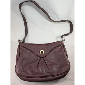 Vintage Aigner‎ Leather Shoulder Bag Designer Purse Handbag Everyday Maroon